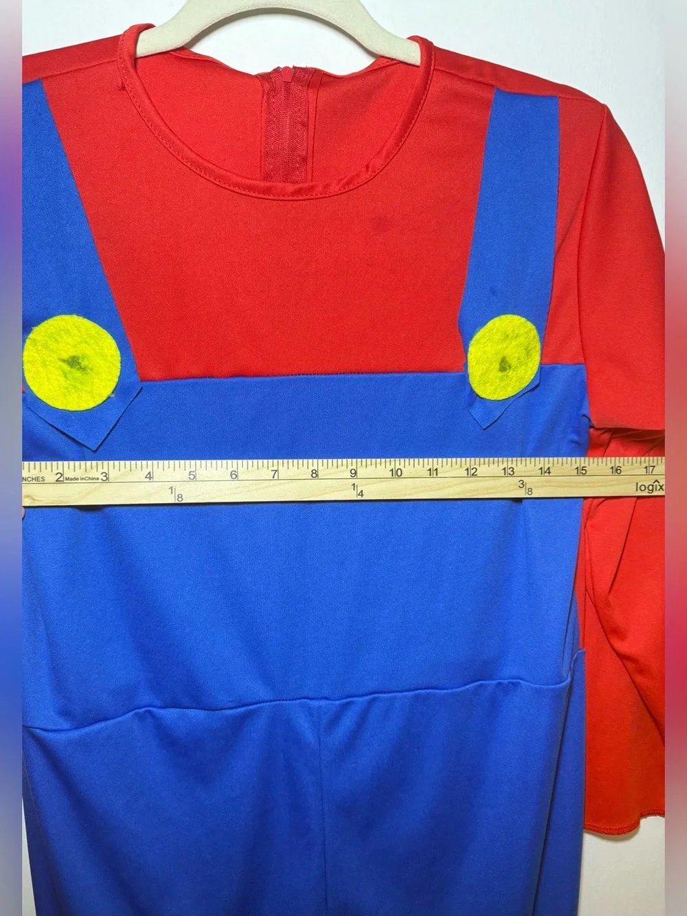 Super Mario Inspired Red Blue One Piece Kids Costume Stretch Jumpsuit Size XL